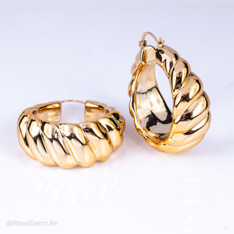 Bold Twisted Chunky Gold Hoops