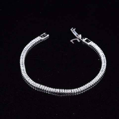 Double Row Silver Tennis Bracelet