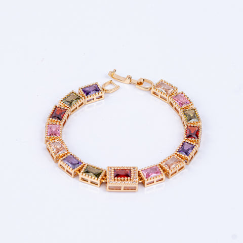 Multicolored Gemstone Gold Bracelet