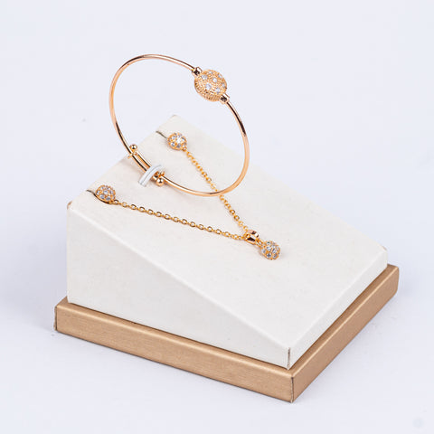 Gold-Plated Sparkling Sphere Kids Pendant Set
