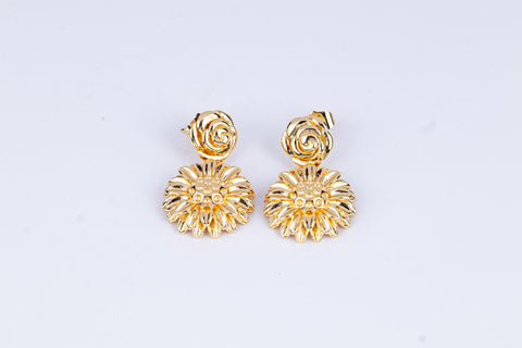 Golden Sunflower Stud Earrings