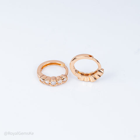 Golden Pave Medium Hoops