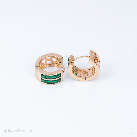 Emerald Gold Hoops