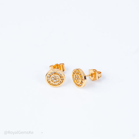 Double Circle Gold Pave Studs
