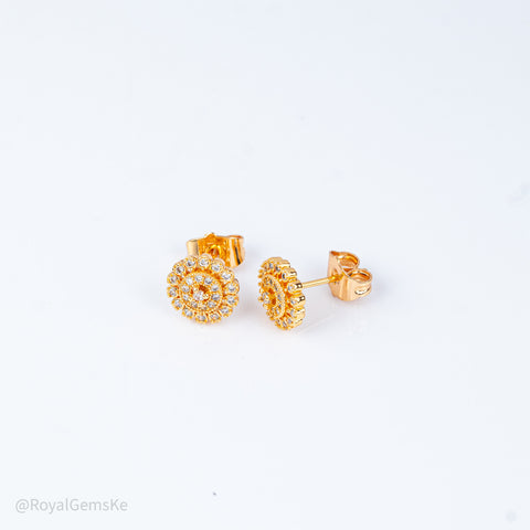 Intricate Floral Gold Studs