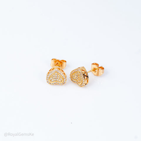Elegant Gold Heart-Shaped Pave Studs