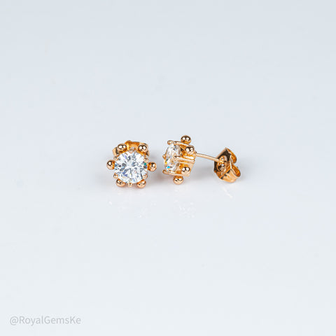 Crown Prongs Crystal Solitaire Stud Earrings