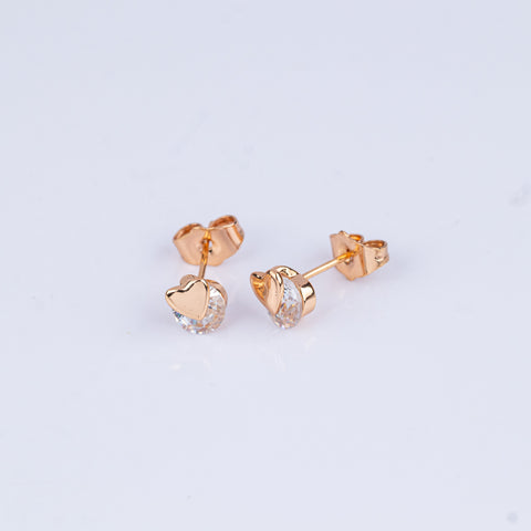 Golden Heart Solitaire Studs