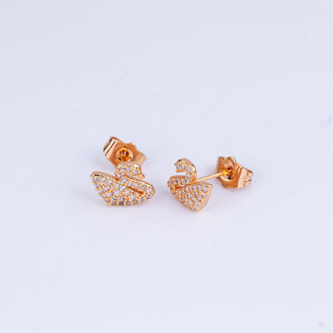 Golden Pave Swan Studs