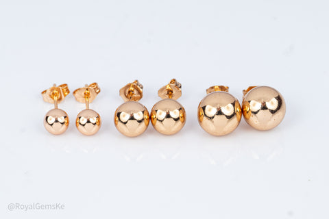 Polished Golden Sphere Studs