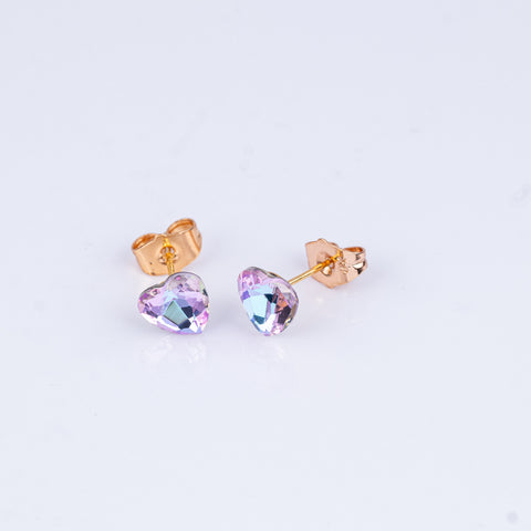 Iridescent Heart Stud Earrings