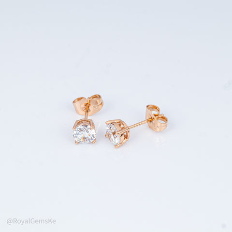 Gold Solitaire Cubic Zirconia Stud