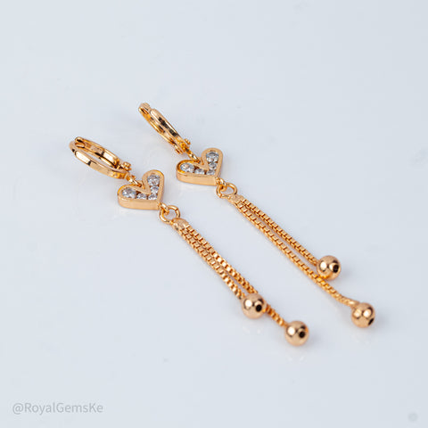 Heart Dangle Tassel Earrings