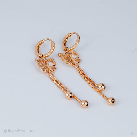 Golden Butterfly Dangle Earrings