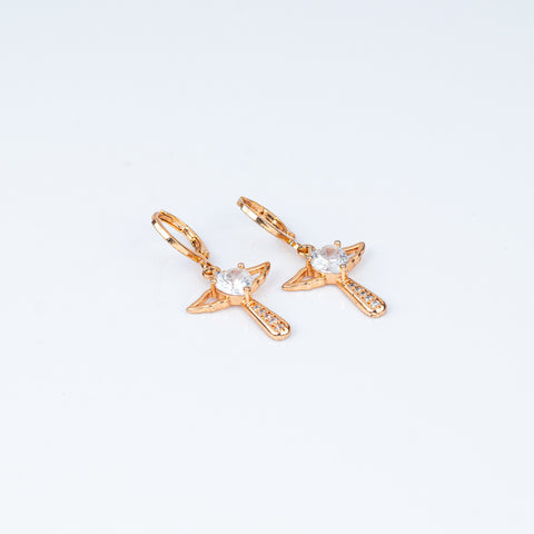 Ethereal Heart Wing Cross Dangles