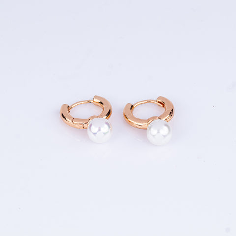 Pearl Charm Hoop Earrings
