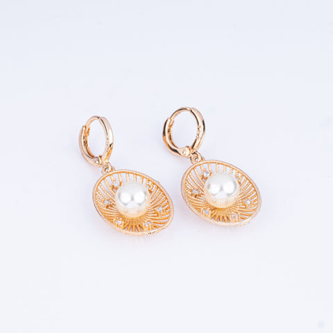 Golden Pearl Dangle Earrings