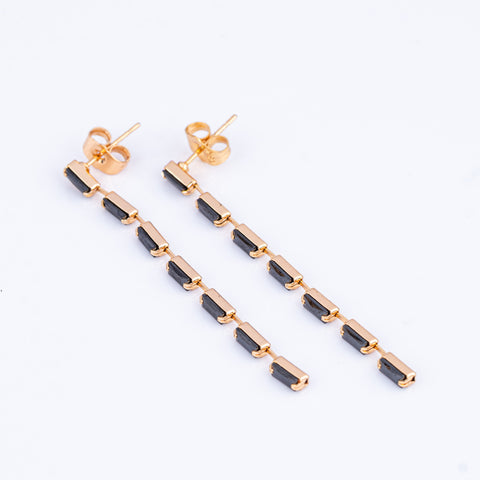 Golden Noir Cascade Dangle Earrings