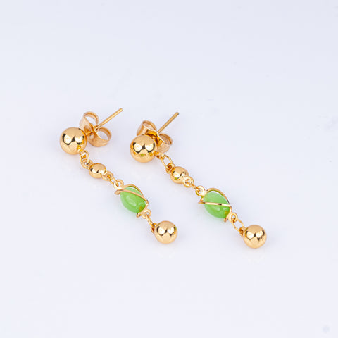 Green Gem Dangle Earrings
