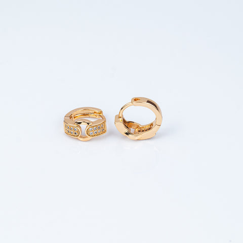 Golden Buckle Pave Hoops