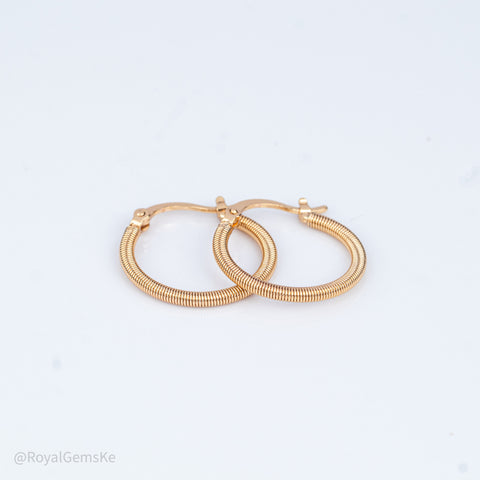 Woven Texture Mini Gold Hoops