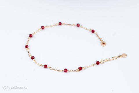 Golden Ruby Red Anklet
