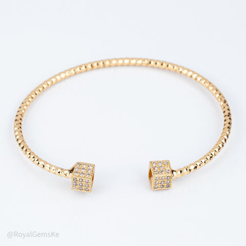 Celestial Pave Cube Open Bangle