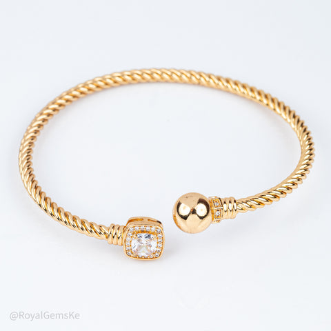 Golden Renaissance Twisted Halo Bangle