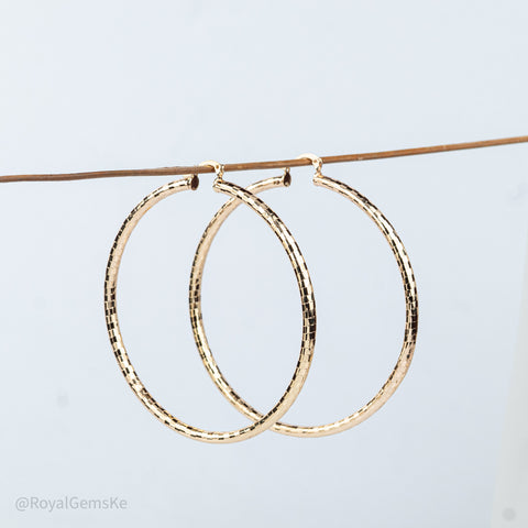 Radiant Textured Gold Hoop Earrings
