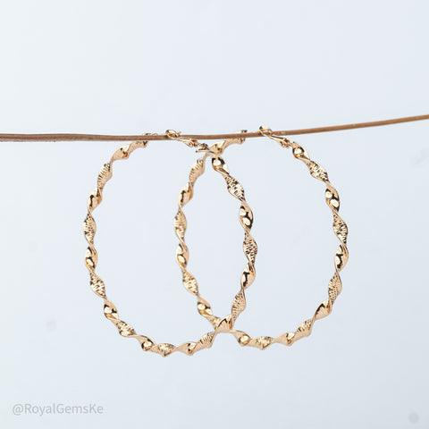 Twisted Spiral Gold Hoop Earrings
