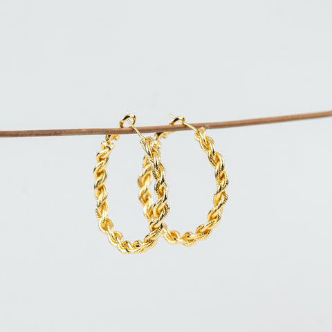 Golden Rope Statement Hoops