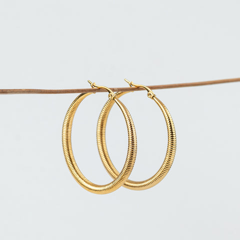 Luxe Golden Linear Coil Hoops