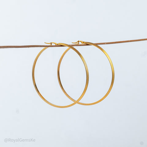 Fine Grooved Gold Hoops