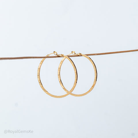 Satin Block Gold Hoop Earrings