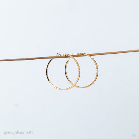 Faceted Diamond Cut Large Hoops