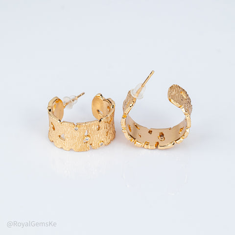 Empress Sculpted Textured Gold Hoops