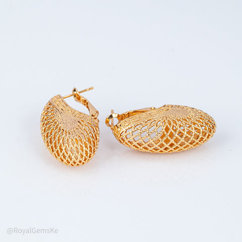 Empress Grecian Key Mesh Hoops