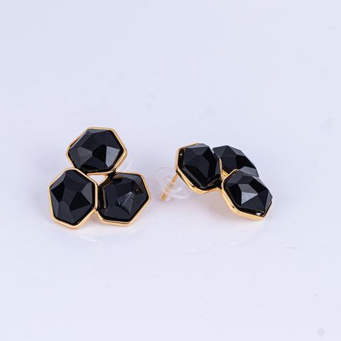 Golden Noir Cluster Earrings