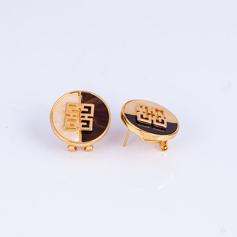 Golden Yin Yang Stud Earrings