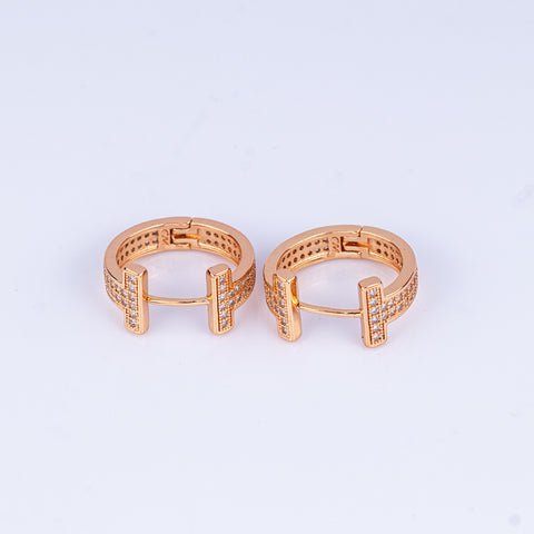 Rose Gold Pave Medallion Hoops