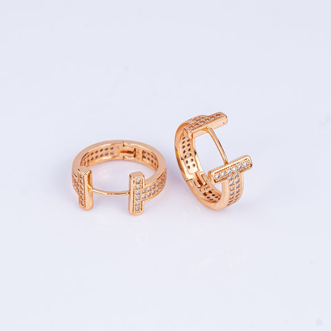 Rose Gold Pave Medallion Hoops