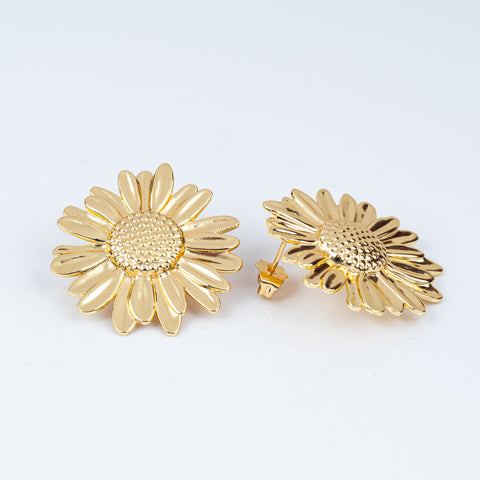 Golden Radiance Daisy Button Earrings
