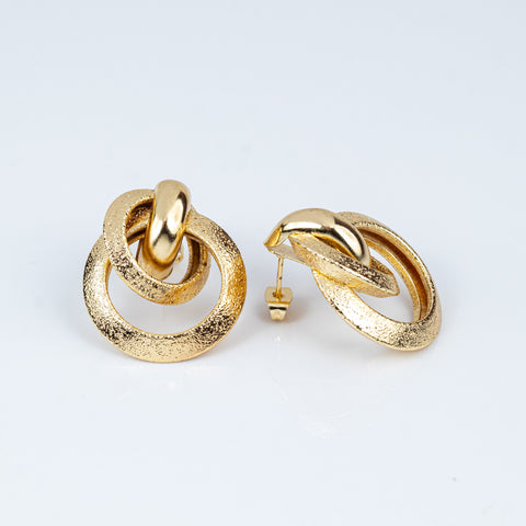 Golden Sandburst Orbital Button Earrings