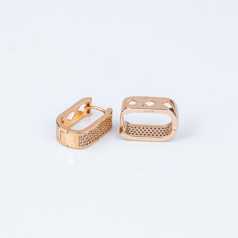 Luxe Pave Rectangular Huggie Hoops