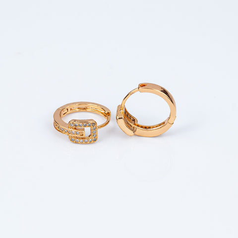 Gilded Buckle Pave Sassy Hoops