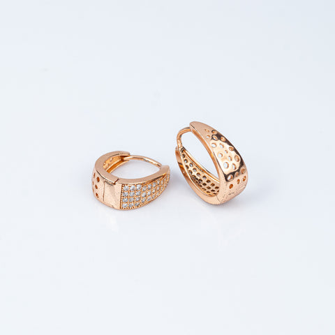 Rose Gold Tapered Lattice Crystal Hoops