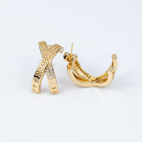 Luxe Cross-Orbit Pave Hoops