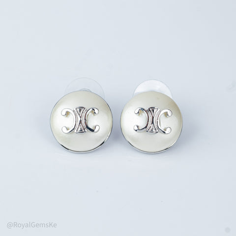 Elegant Pearl Logo Earrings