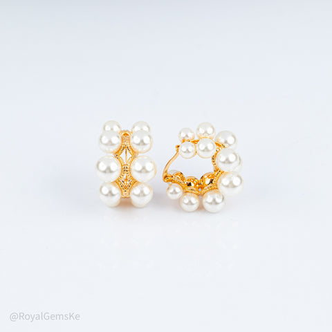 Pearl Carousel Huggie Earrings