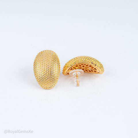 Golden Granulated Dome Earrings
